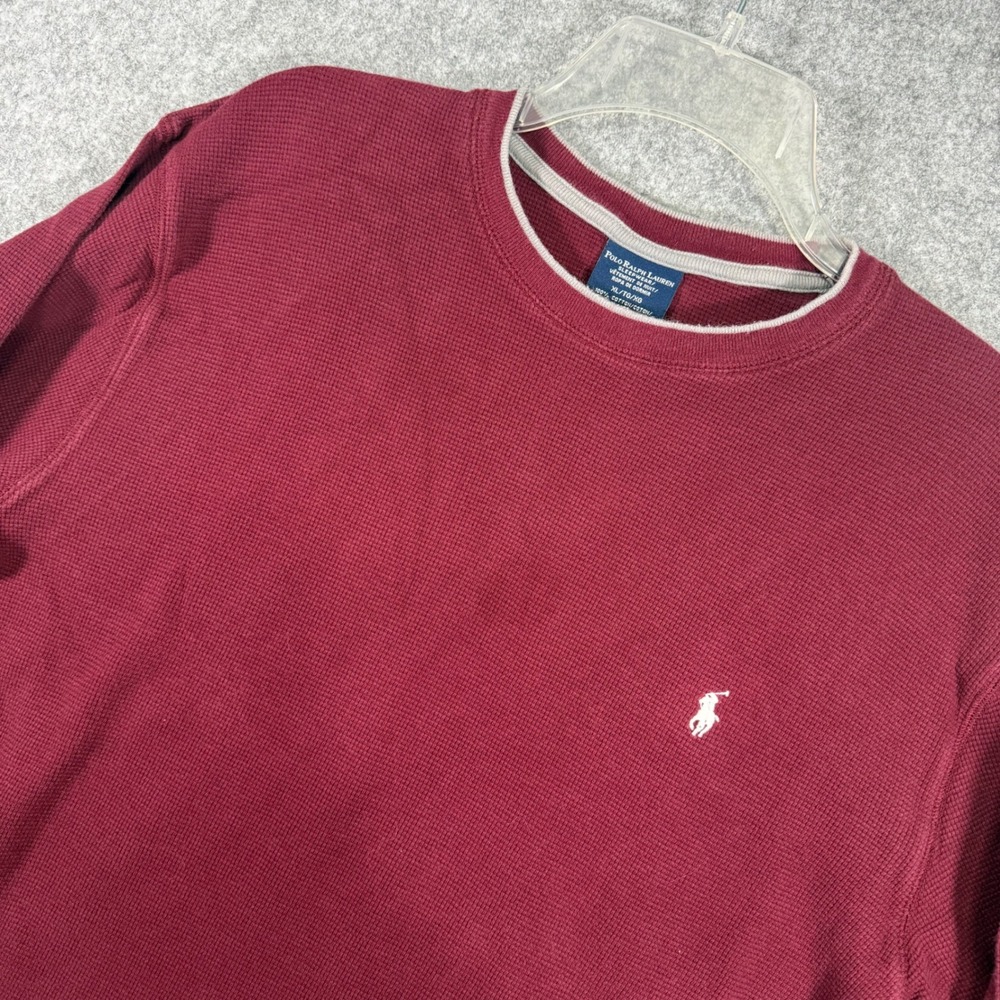 Polo Ralph Lauren Waffle Knit Thermal Mens XL Burgundy Long Sleeve Crew Neck